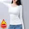 O Neck Long Sleeve Fleece Heating Fiber Thermal T Shirt Women Winter Bottoming Cropped Top Casual S 3