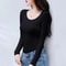 O Neck Long Sleeve Fleece Heating Fiber Thermal T Shirt Women Winter Bottoming Cropped Top Casual S 5