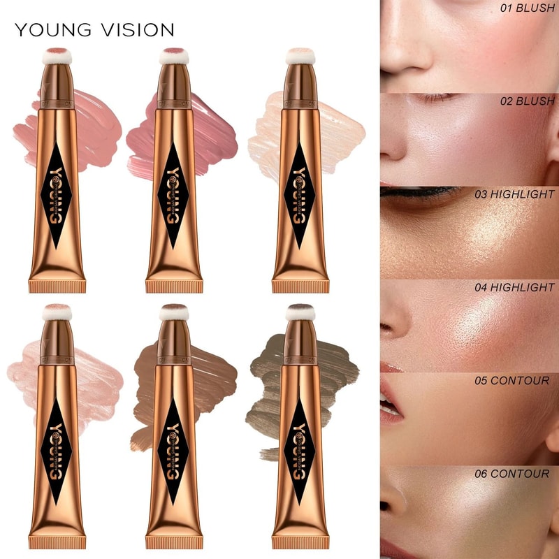 Young Vision Air Cushion Powder Blusher High Gloss Stick 6 Shades 3