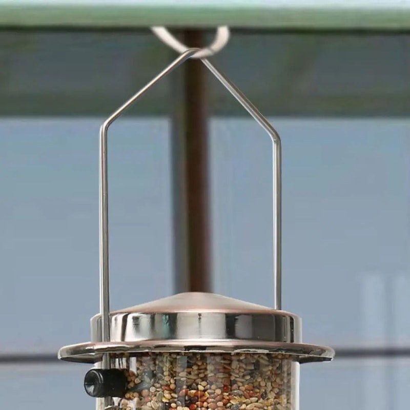 Automatic Waterproof Metal Bird Feeder With Transparent Food Dispenser Bowl 2