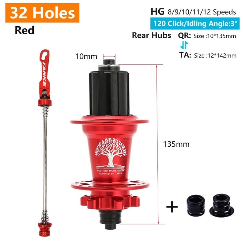 TANKE 120 Click MTB Hub Front Rear 28 32 36 Holes Disc Brake 12