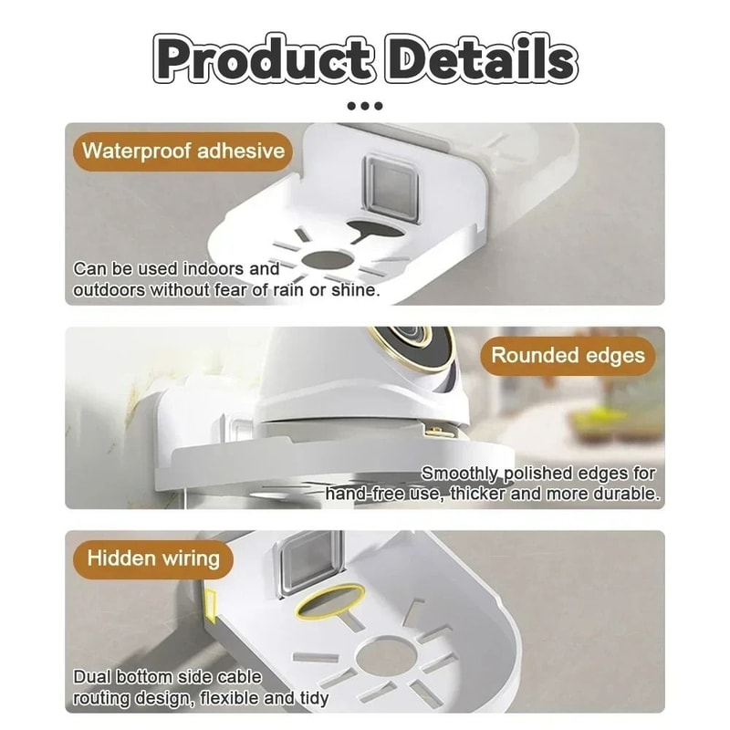 Punch Free Security Surveillance Camera Stand Self Adhesive Wall Bracket 4