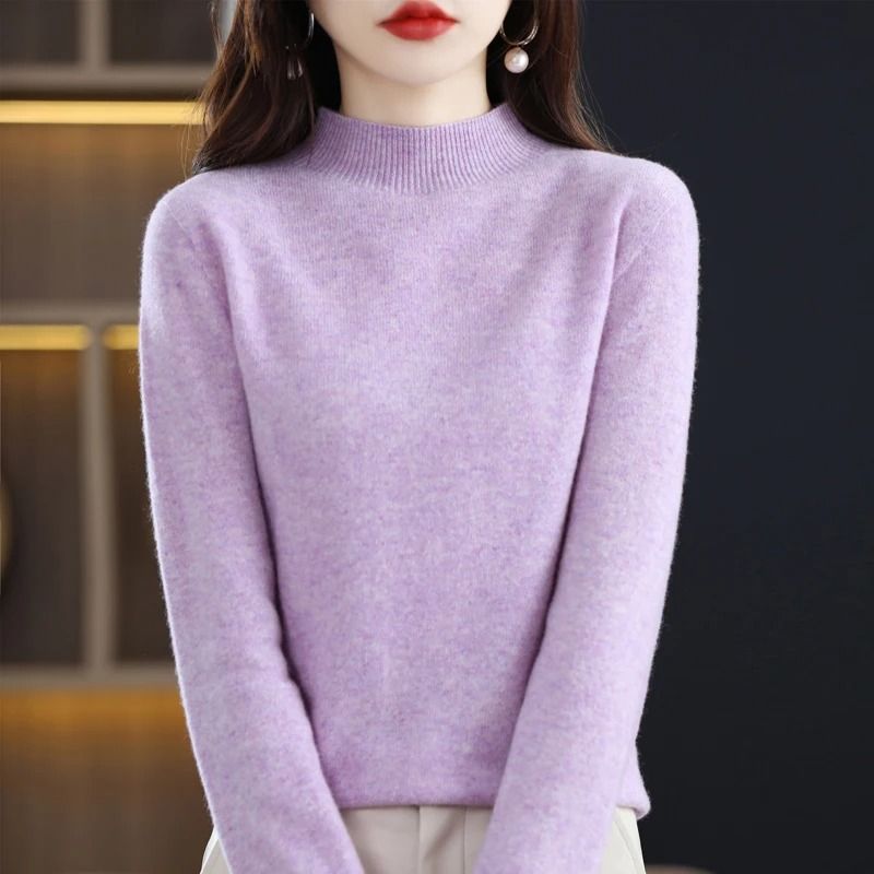 100 Percent Pure Wool Half Neck Pullover Autumn Winter Cashmere Sweater 14