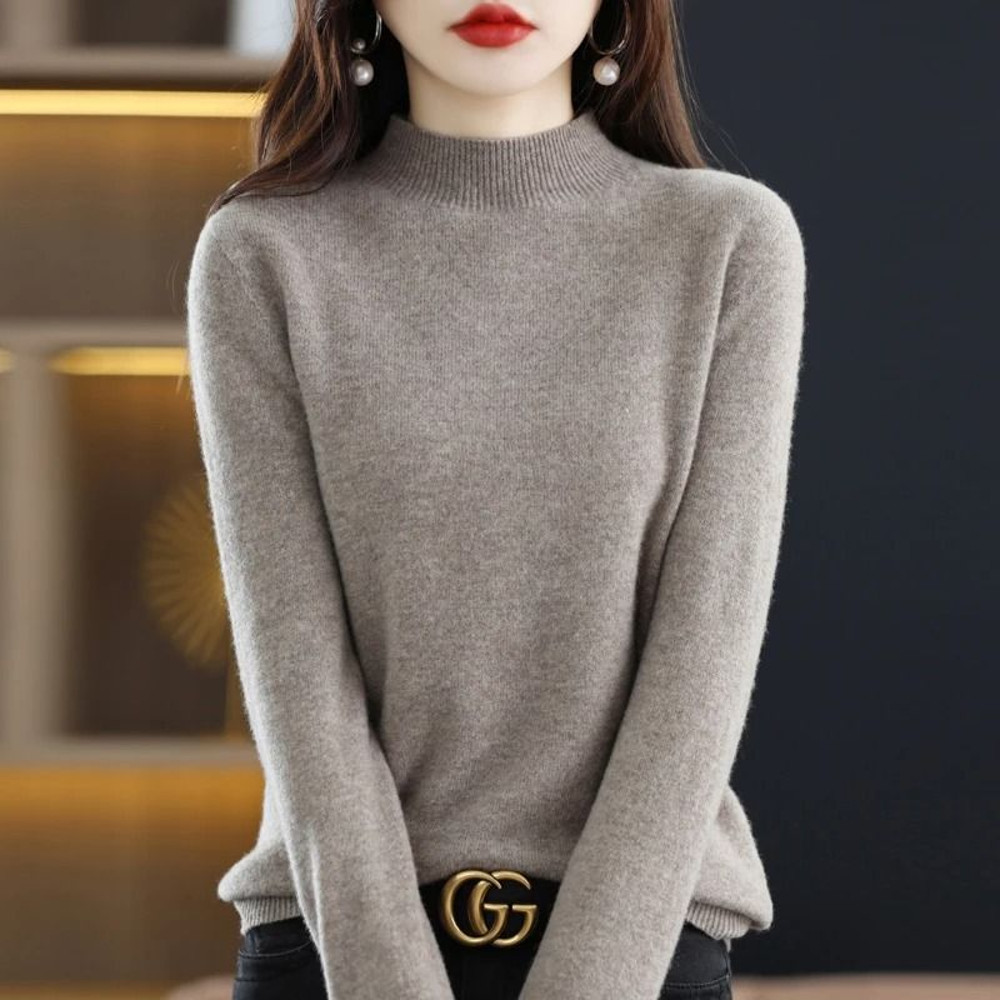 100 Percent Pure Wool Half Neck Pullover Autumn Winter Cashmere Sweater 20
