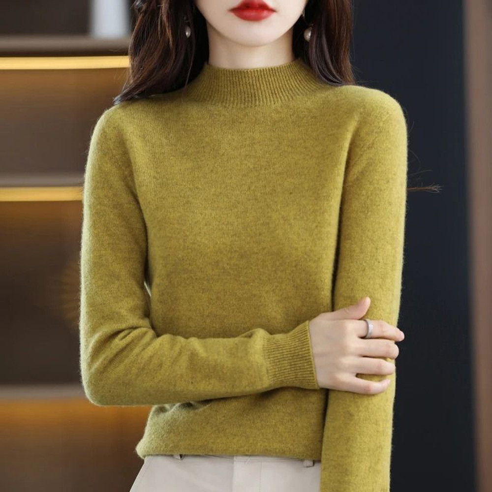 100 Percent Pure Wool Half Neck Pullover Autumn Winter Cashmere Sweater 22