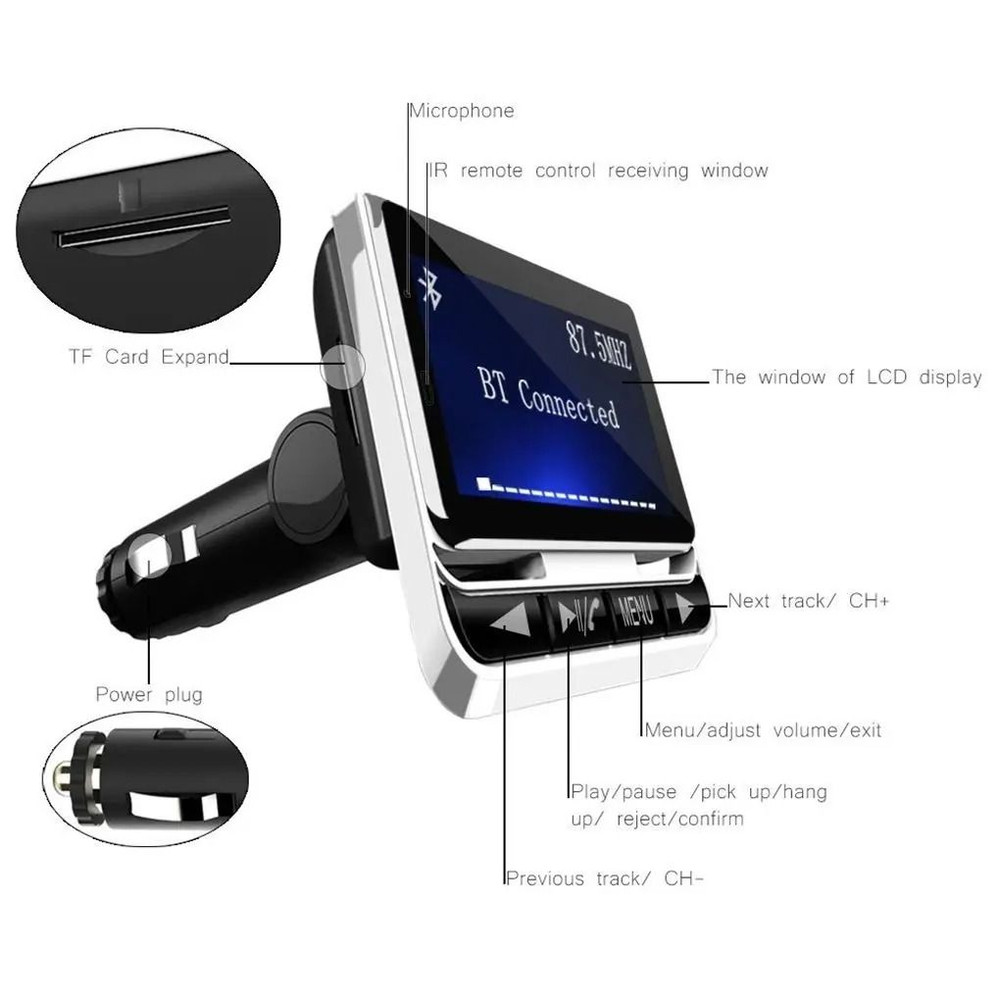 FM12B Bluetooth Car MP3 Player With LCD Display And FM Transmitter 4