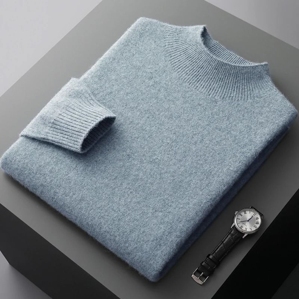 Men Casual Wool Sweater With Semi High Neck For Fall And Winter 0