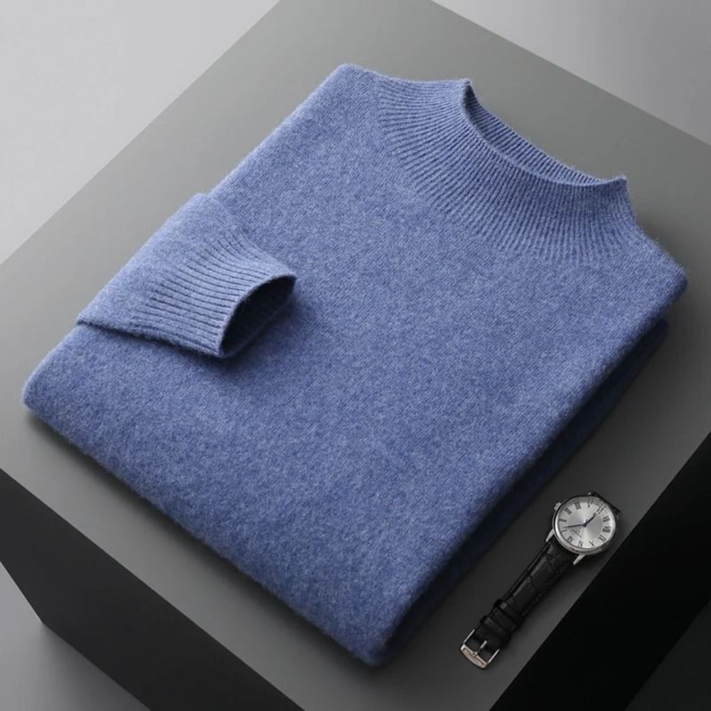 Men Casual Wool Sweater With Semi High Neck For Fall And Winter 10