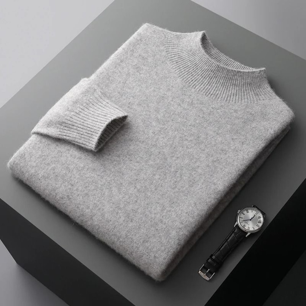 Men Casual Wool Sweater With Semi High Neck For Fall And Winter 14