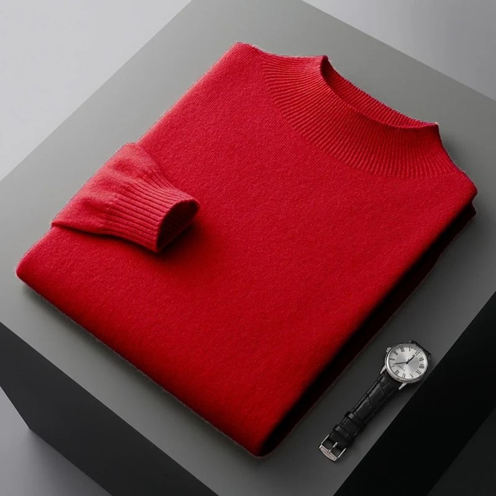 Men Casual Wool Sweater With Semi High Neck For Fall And Winter 15