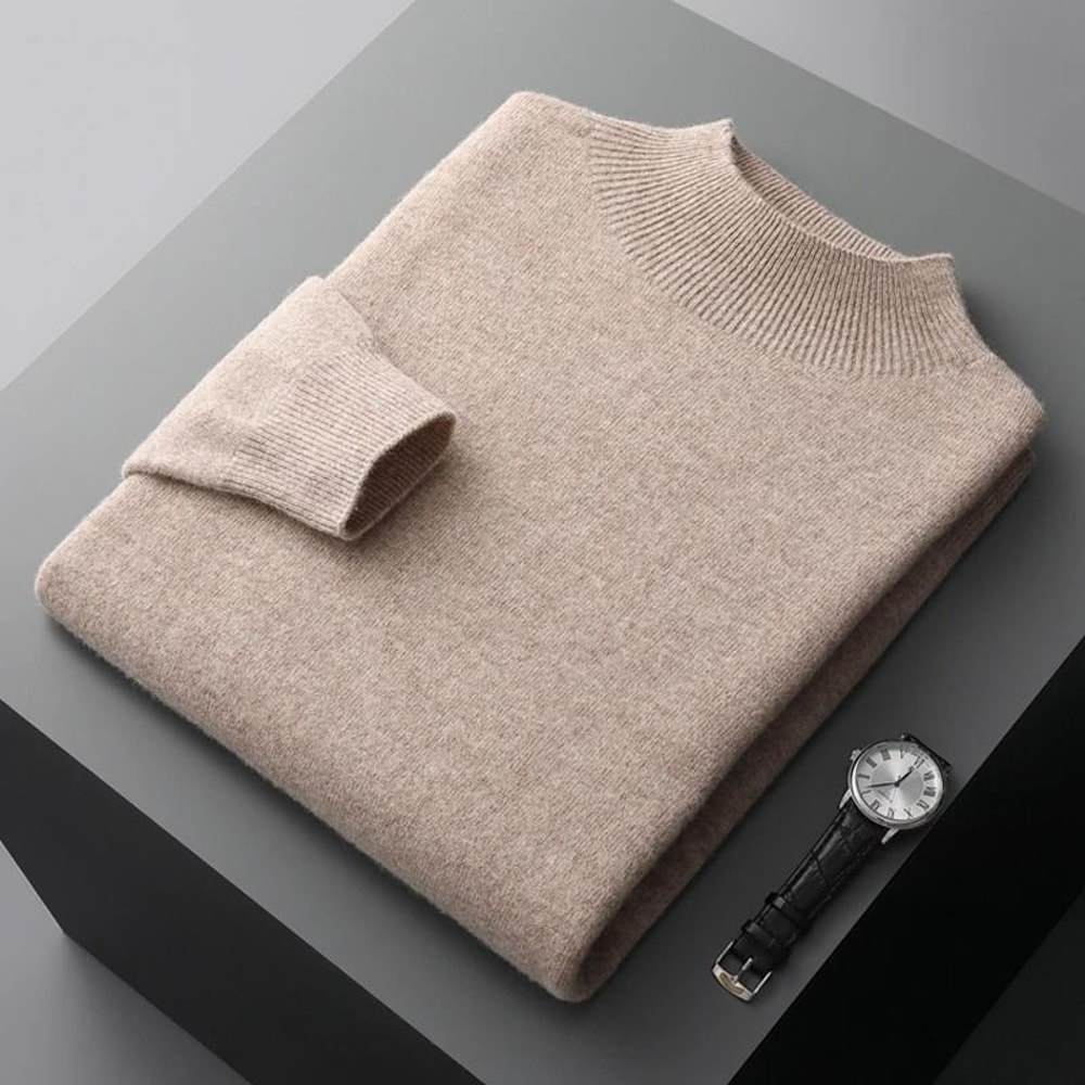 Men Casual Wool Sweater With Semi High Neck For Fall And Winter 16