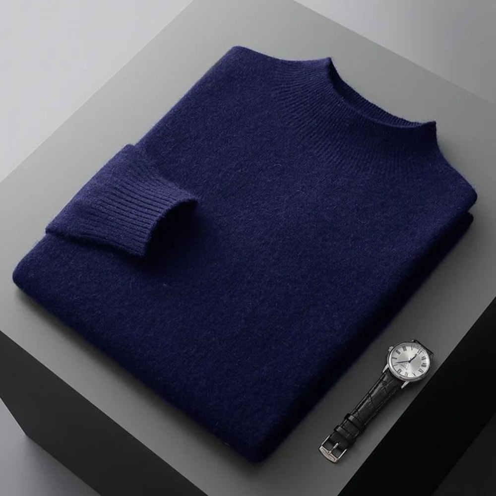 Men Casual Wool Sweater With Semi High Neck For Fall And Winter 6