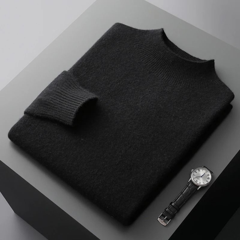 Men Casual Wool Sweater With Semi High Neck For Fall And Winter 8