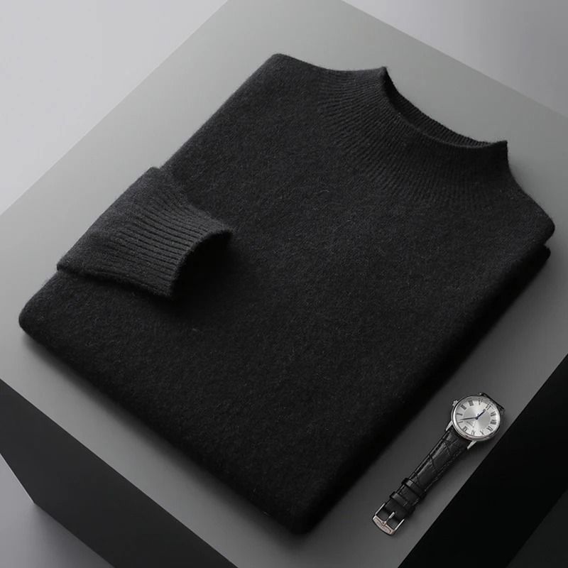 Men Casual Wool Sweater With Semi High Neck For Fall And Winter 8