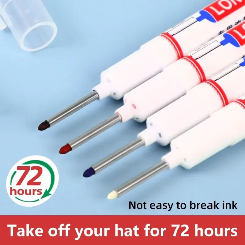 Deep Hole Long Nib Marking Pens For Metal Wood And Multi Surface DIY Use 4 Pack Waterproof Fine Tip 0