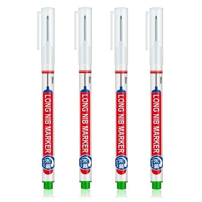 Deep Hole Long Nib Marking Pens For Metal Wood And Multi Surface DIY Use 4 Pack Waterproof Fine Tip 9