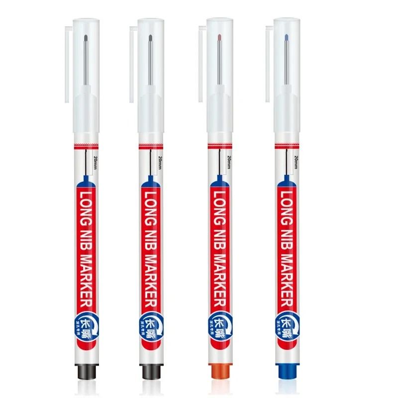 Deep Hole Long Nib Marking Pens For Metal Wood And Multi Surface DIY Use 4 Pack Waterproof Fine Tip 26
