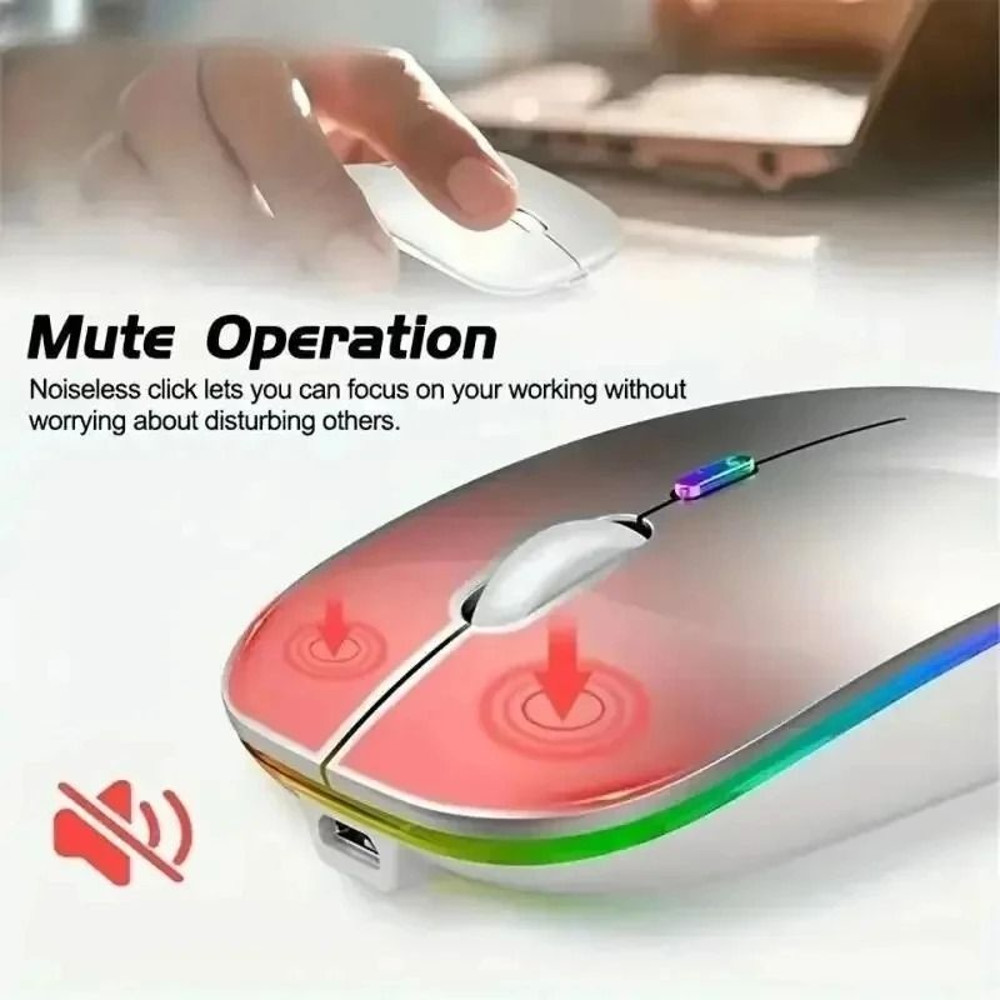 Rechargeable Silent Wireless Mouse With LED Backlit And Dual Mode 0