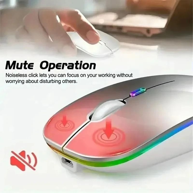 Rechargeable Silent Wireless Mouse With LED Backlit And Dual Mode 0