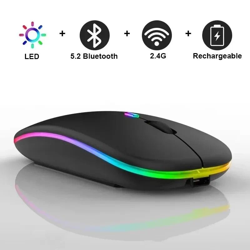 Rechargeable Silent Wireless Mouse With LED Backlit And Dual Mode 4