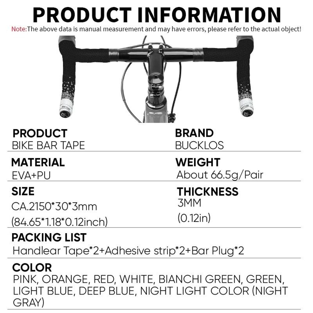 Bucklos Bicycle Handlebar Tape PU EVA Shock Absorption Grip Wrap 2