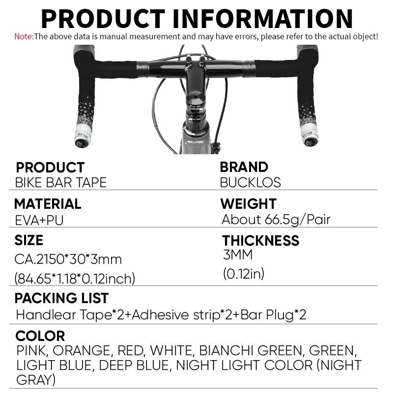 Bucklos Bicycle Handlebar Tape PU EVA Shock Absorption Grip Wrap 2