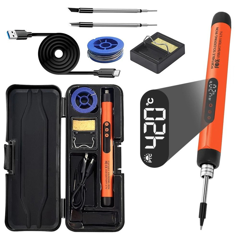 Mini USB Soldering Iron Set With Adjustable Temperature And Rechargeable Battery For Portable House 12
