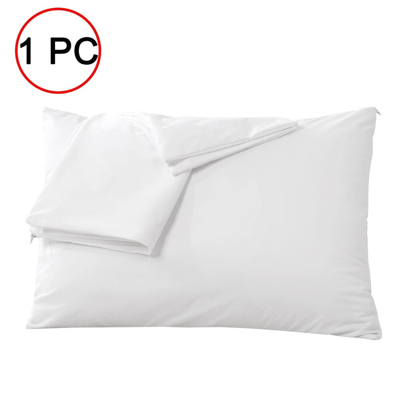 Smooth Waterproof Pillow Cover Protector With Zipper For Allergy And Bedbug Proofing 6