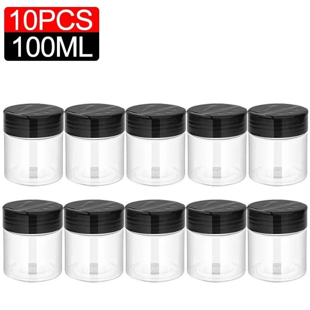 Clear Plastic Spice Bottle Set For Salt And Pepper 9