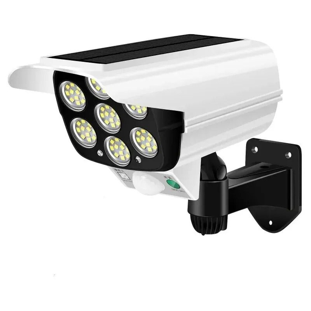 LED Outdoor Motion Sensor Solar Flood Light With Dummy Security Camera Design 6