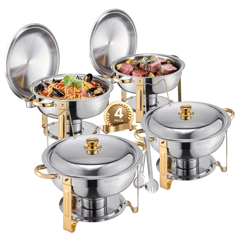 SucceBuy 4 Pack Chafing Dish Buffet Set Stainless Steel 0