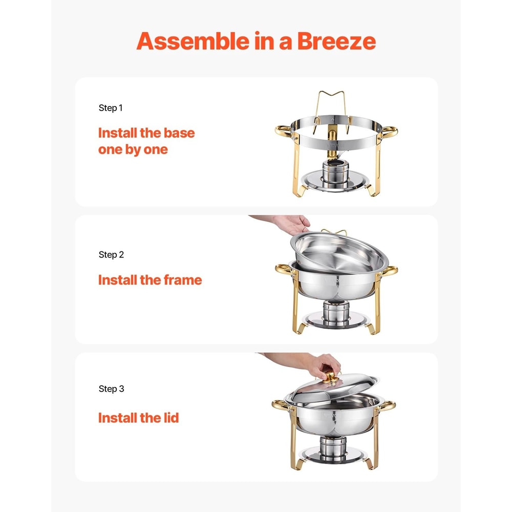 SucceBuy 4 Pack Chafing Dish Buffet Set Stainless Steel 4