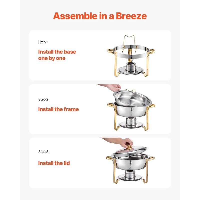 SucceBuy 4 Pack Chafing Dish Buffet Set Stainless Steel 4