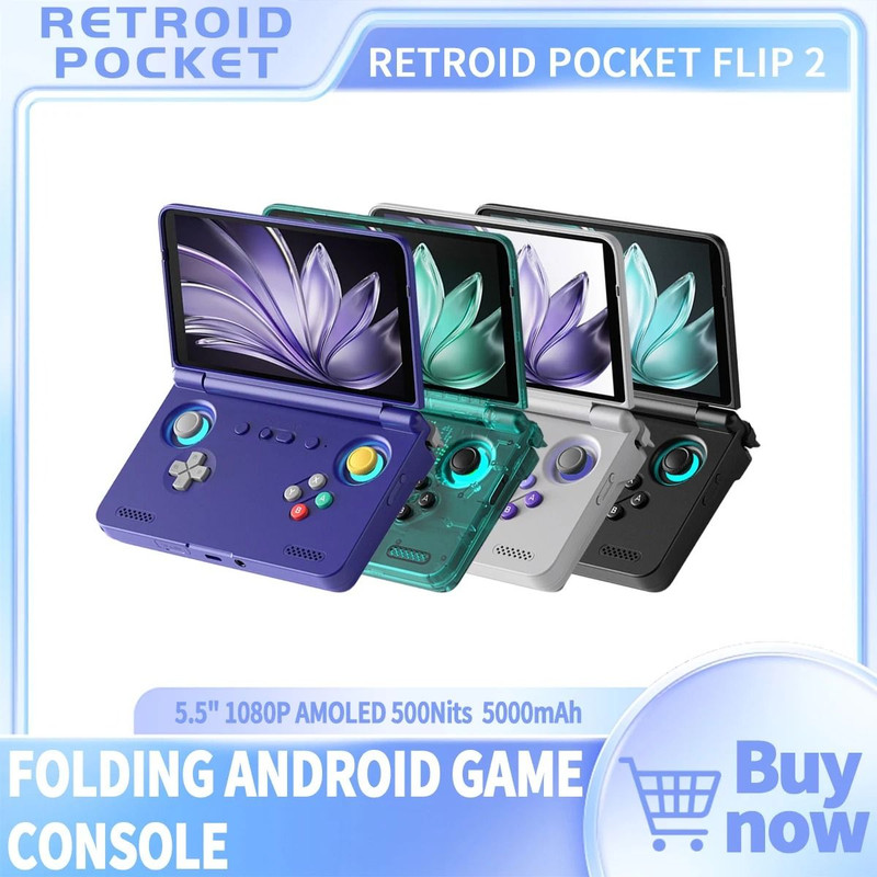 Retroid Pocket Flip 2 Retro Handheld Game Console With Android 13 And 55 Inch AMOLED Display 0
