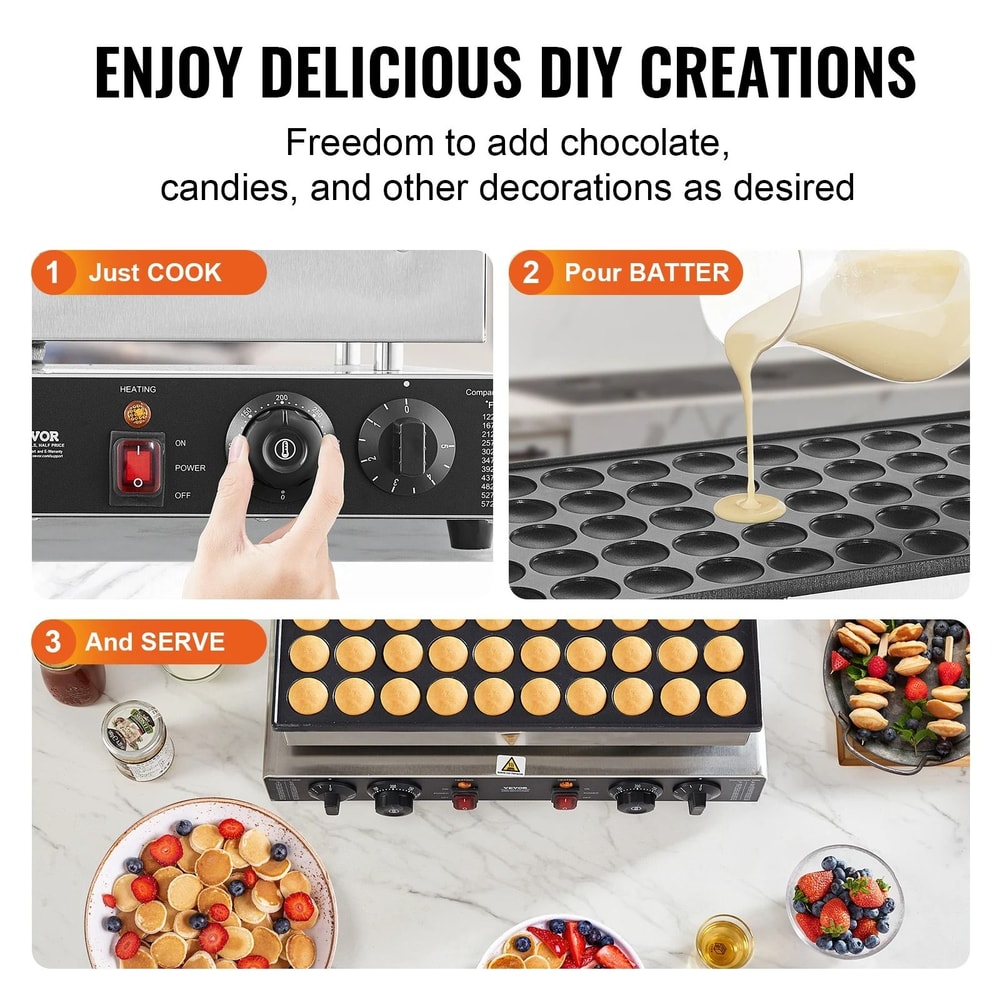 SucceBuy 50 Piece Mini Dutch Pancake Maker With Dual Temperature And Timer Control 4