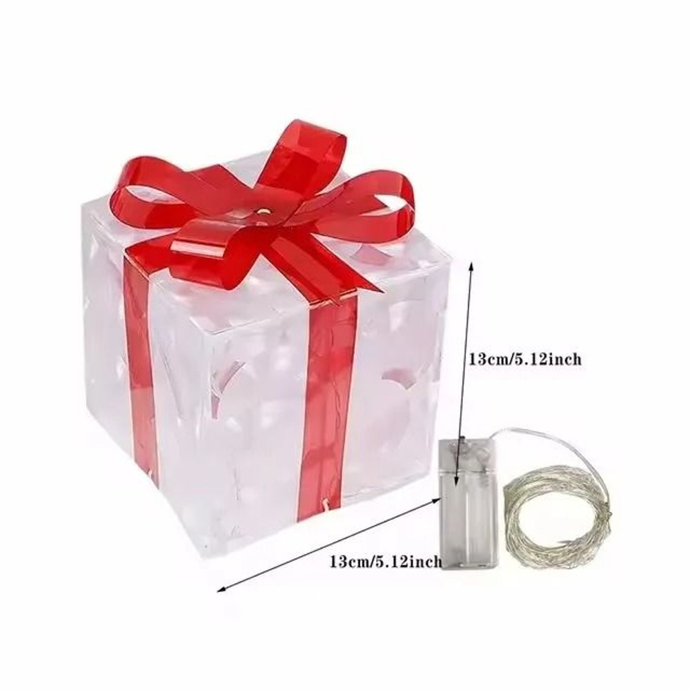Christmas Glowing Gift Box Decoration Box With Bow Lighting 6