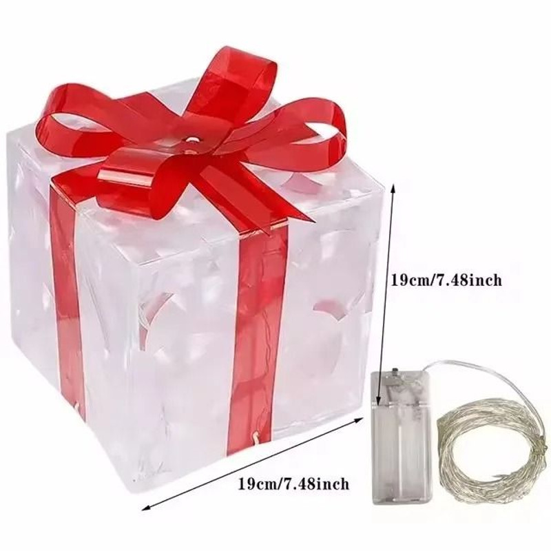 Christmas Glowing Gift Box Decoration Box With Bow Lighting 8