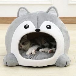 soft cat bed and small dog lounger with cushion and tent design