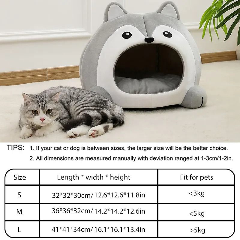 Soft Cat Bed And Small Dog Lounger With Cushion And Tent Design 2