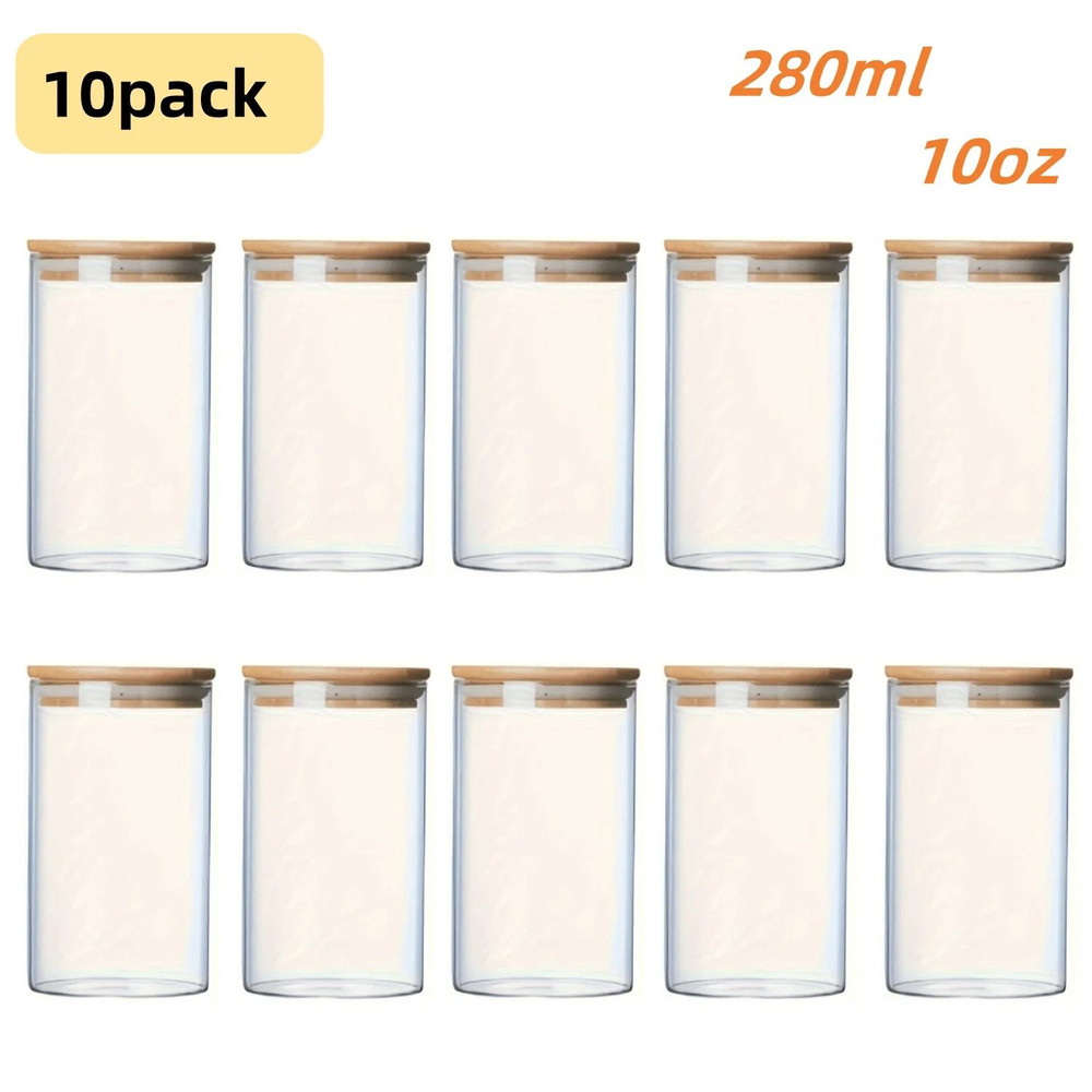 Glass Jar With Bamboo Lid 10oz Airtight Food Storage Container 7