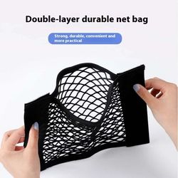 car trunk storage bag mesh net with double stretch and velcro