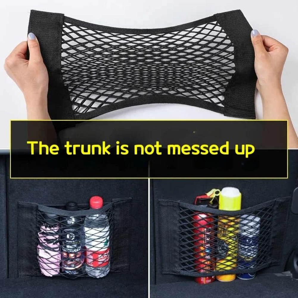 Car Trunk Storage Bag Mesh Net With Double Stretch And Velcro 2