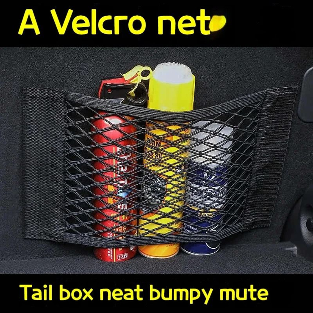 Car Trunk Storage Bag Mesh Net With Double Stretch And Velcro 3