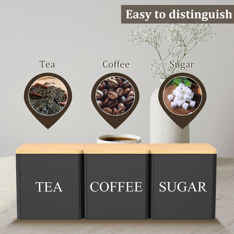 3 Pcs Coffee Bean Storage Canisters Vacuum Sealed Jars 3