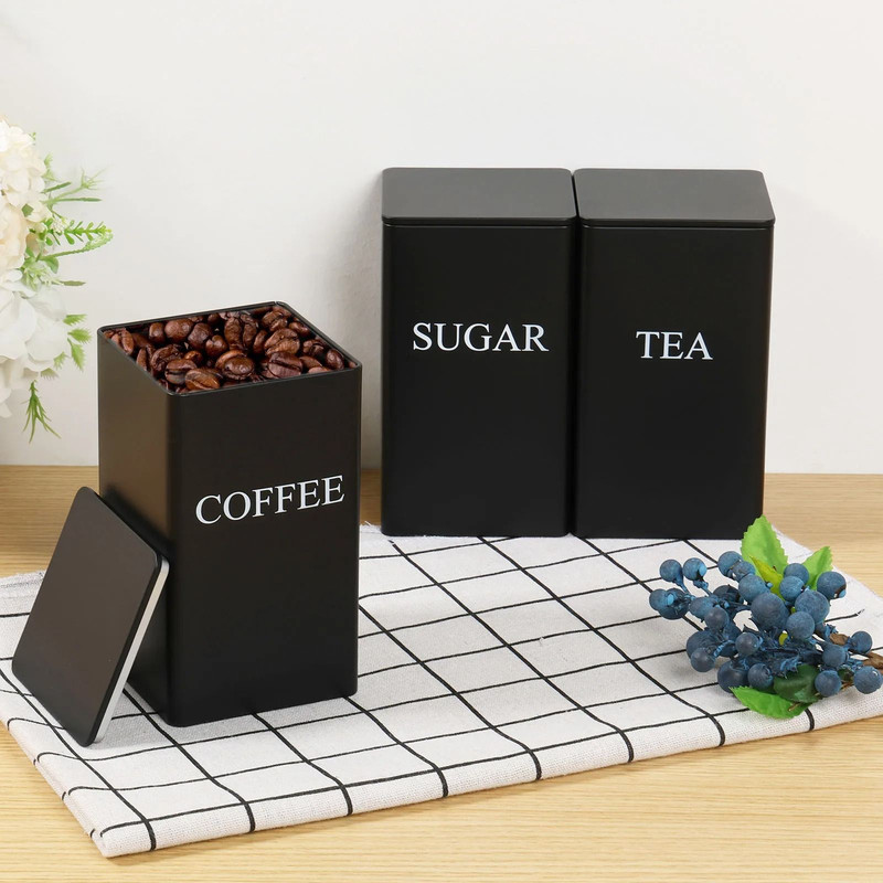 3 Pcs Coffee Bean Storage Canisters Vacuum Sealed Jars 8