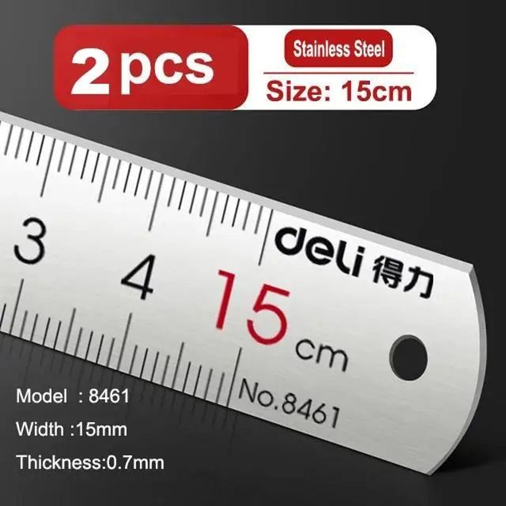 Deli Stainless Steel Ruler Straight Edge Measuring Tool 9