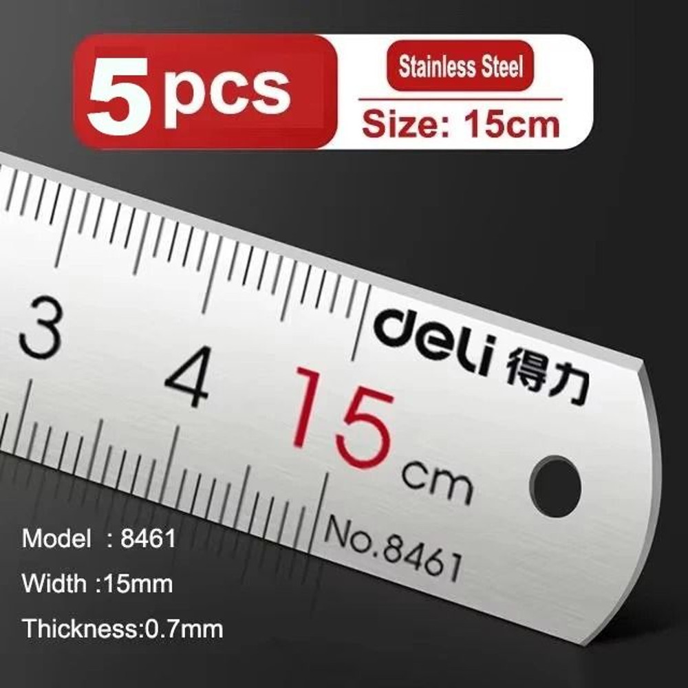 Deli Stainless Steel Ruler Straight Edge Measuring Tool 12