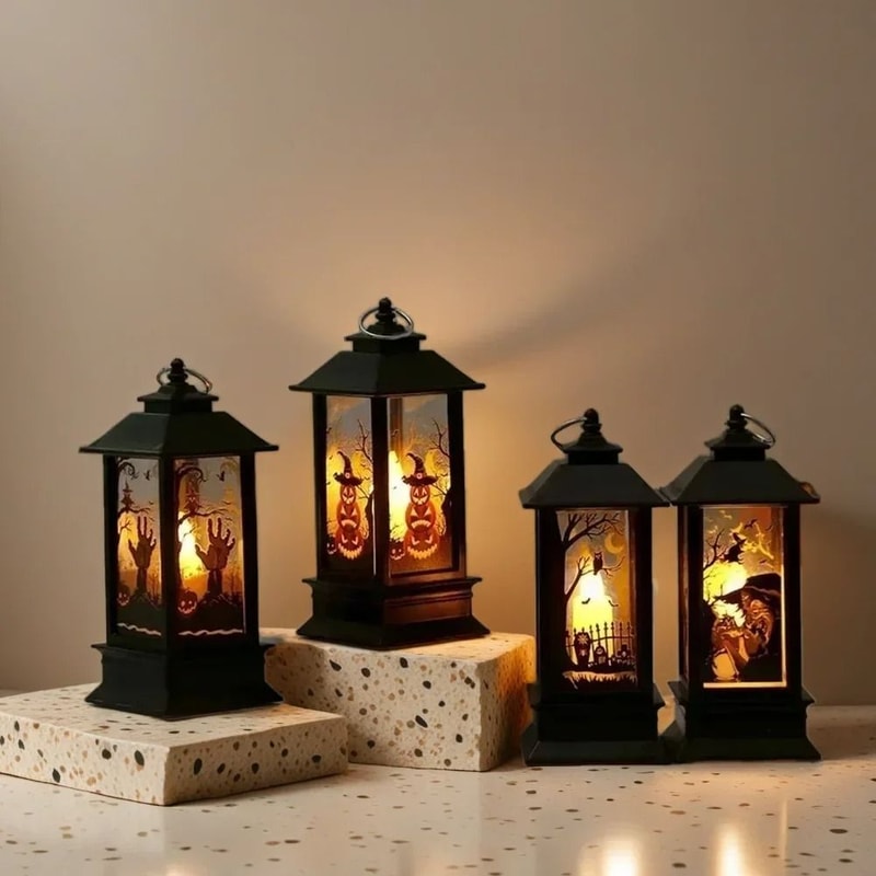 LED Pumpkin Ghost Lantern Halloween Hanging Decoration 0