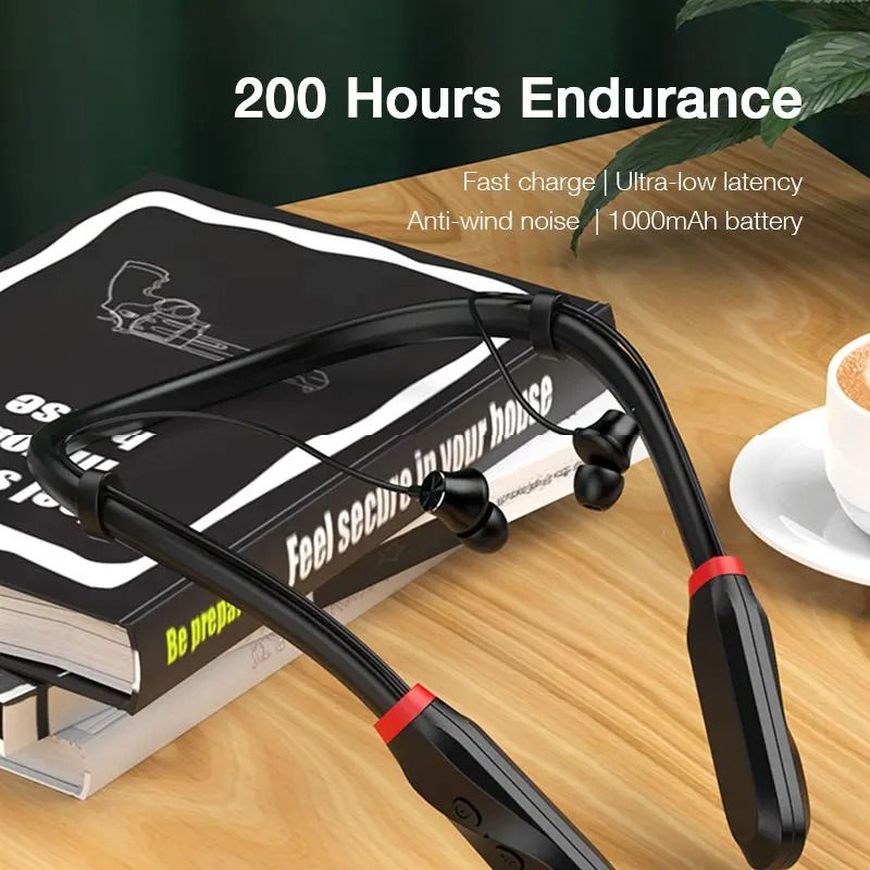 Eardeco 200 Hour Bluetooth Neckband Headphones With Bass And Mic 1