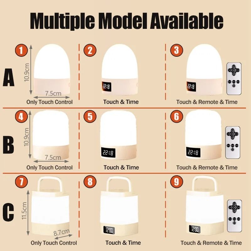 Touch Night Light Rechargeable 3 Color LED Bedside Lamp 5